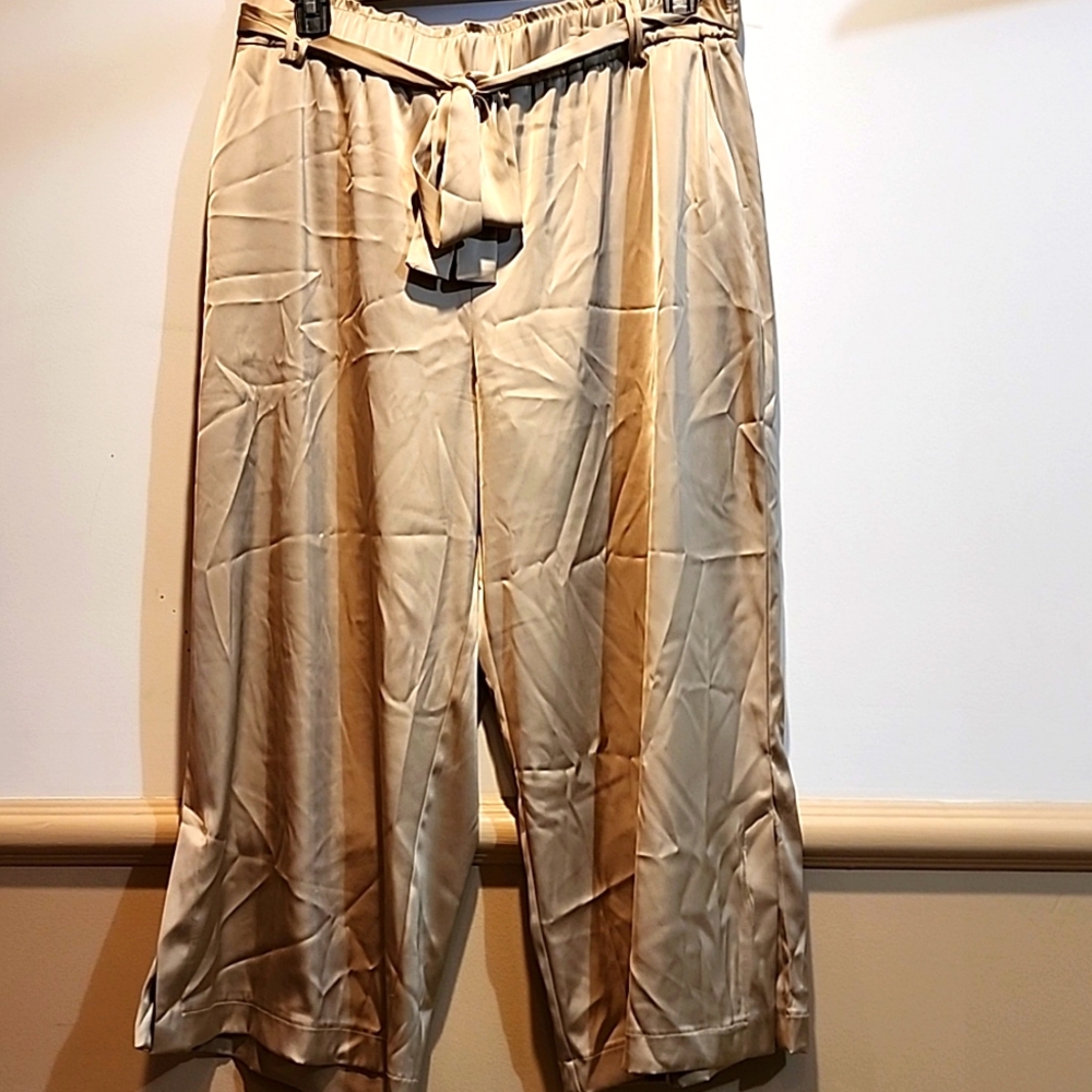 Joie camel satin cropped pants size XL